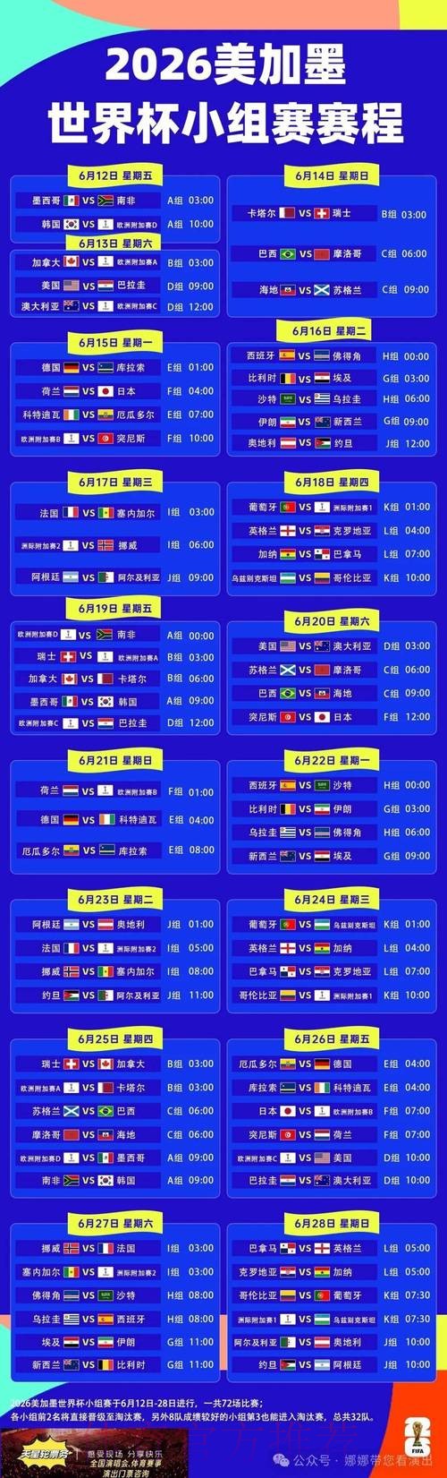 2026世界杯完整赛程完整版赛事详情在哪里看